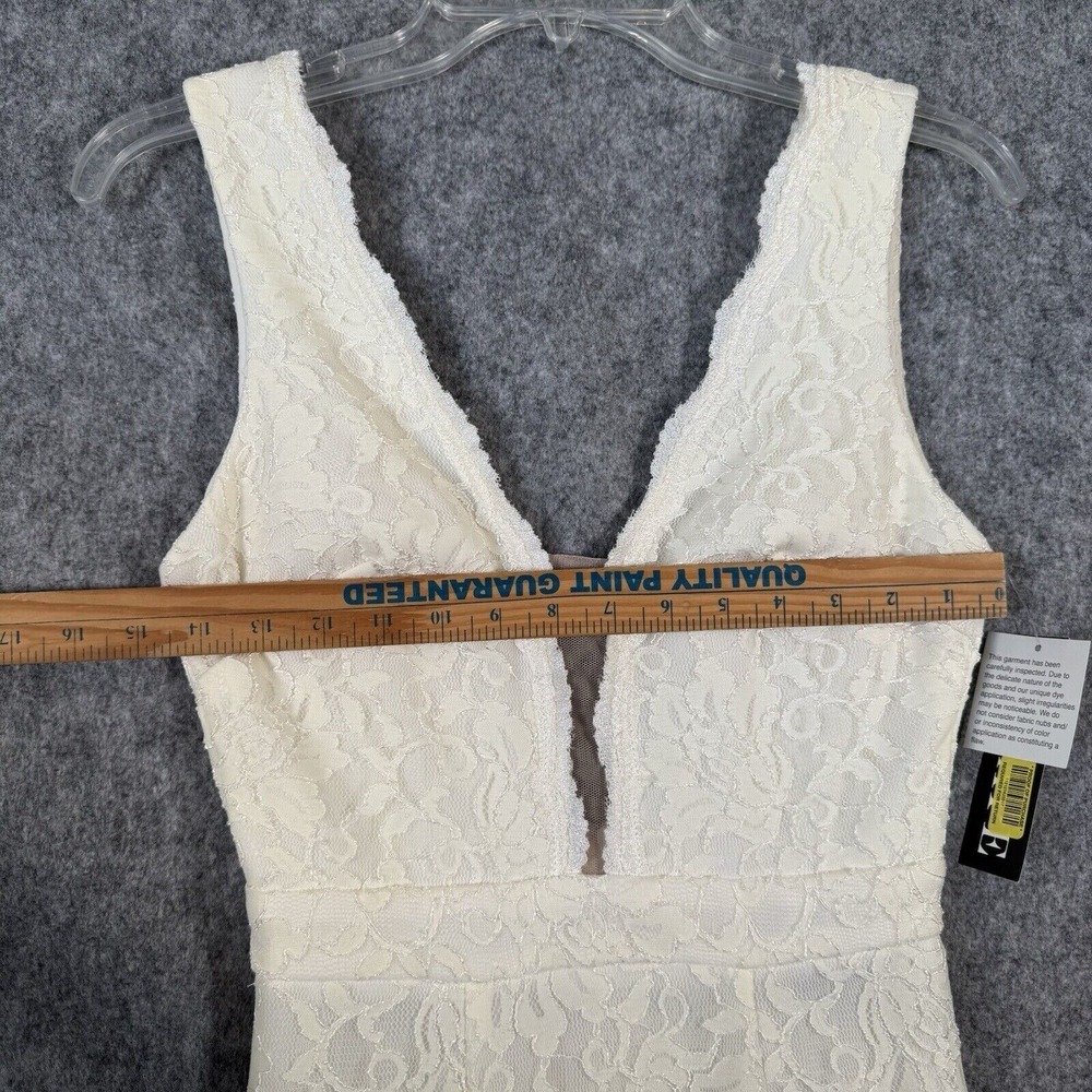 Xscape Mermaid Lace Wedding Dress Size 2 Ivory Sheath Plunging Fit Flare Trumpet - Picture 10 of 16